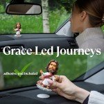 Jesus Bobblehead - Mini Dashboard Jesus for Car (4.29"), Durable Resin Plastic Jesus for Car Dashboard - Religious Car Accessories, Tiny Jesus Figurine, Christian Decor - Christian Valentine Gift