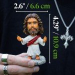 Jesus Bobblehead - Mini Dashboard Jesus for Car (4.29"), Durable Resin Plastic Jesus for Car Dashboard - Religious Car Accessories, Tiny Jesus Figurine, Christian Decor - Christian Valentine Gift