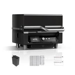 ASMOKE Essential - Smart Portable Wood Pellet Grill with 5" LCD Screen, 8-in-1 Grill, Clean Smoking, Wi-Fi Smart Control, 8H Battery, ASCA Technology, 271 sq.in, fit for Family BBQ, Outdoor Cooking