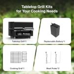 ASMOKE Essential - Smart Portable Wood Pellet Grill with 5" LCD Screen, 8-in-1 Grill, Clean Smoking, Wi-Fi Smart Control, 8H Battery, ASCA Technology, 271 sq.in, fit for Family BBQ, Outdoor Cooking