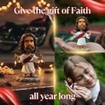 Jesus Bobblehead - Mini Dashboard Jesus for Car (4.29"), Durable Resin Plastic Jesus for Car Dashboard - Religious Car Accessories, Tiny Jesus Figurine, Christian Decor - Christian Valentine Gift