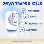 Zevo 2 Flying Insect Traps & 2 Cartridges - Plug In Fly Trap & Indoor Bug Catcher for Gnats, House & Fruit Flies - Mess-Free - Use in Any Room - Uses Blue & UV Light (2 Plug In Devices & 2 Cartridges)