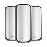 NETGEAR Orbi Quad-band WiFi 7 Mesh System RBE973S, WiFi 7 Router Plus 2 Satellite Extenders, Coverage up to 10,000 sq. ft. & 200 Devices, 10 Gbit Internet Port, BE27000 802.11be (up to 27Gbps)