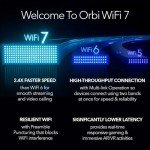 NETGEAR Orbi Quad-band WiFi 7 Mesh System RBE973S, WiFi 7 Router Plus 2 Satellite Extenders, Coverage up to 10,000 sq. ft. & 200 Devices, 10 Gbit Internet Port, BE27000 802.11be (up to 27Gbps)