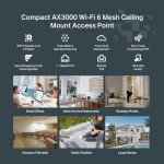 TP-Link Festa F65 AX3000 WiFi 6 Access Point, Free Cloud Management, 802.3at PoE or Passive PoE 48V or 12V/1.2A DC, Festa Mesh, OFDMA, MU-MIMO, Up to 250 Clients, Guest Network, VPN, VLAN