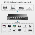 TP-Link TL-SG108S 8 Port Gigabit Network Switch, Power Saving, Plug & Play, Metal Case, Ethernet Switch, Ethernet Splitter, Support QoS & IGMP Snooping, Desktop or Wall Mount