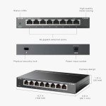 TP-Link TL-SG108S 8 Port Gigabit Network Switch, Power Saving, Plug & Play, Metal Case, Ethernet Switch, Ethernet Splitter, Support QoS & IGMP Snooping, Desktop or Wall Mount