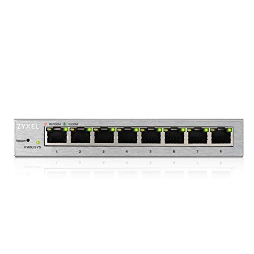 Zyxel 8 Port Gigabit Web Managed Switch | Plug & Play | Supports VLAN, QoS, IGMP & LAG | Fanless [GS1200-8]