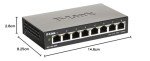 D-Link DGS-1100-08V2 8-Port Gigabit Smart Managed Switch with VLAN support, layer 2 features, QoS, 802.3az EEE, Fanless, Black