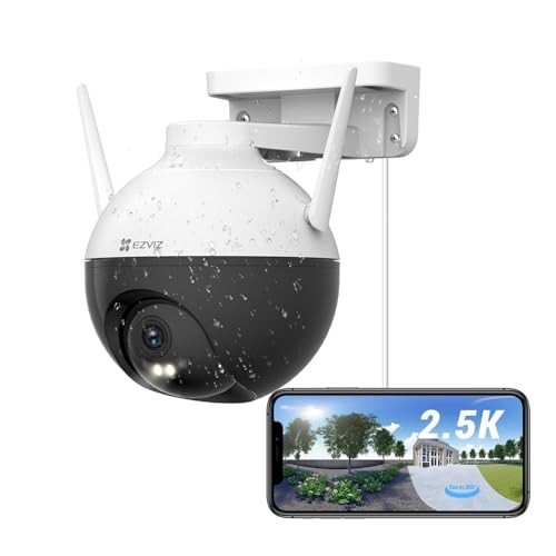 EZVIZ 2.5K Pan/Tilt/Zoom Wi-Fi Security Camera, Outdoor CCTV, 360° View, AI Human Detection, 30M Colour Night Vision, Two-Way Talk, Work with Alexa & Google, 256 GB SD Card/Cloud Storage (C8W 4MP)