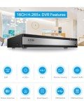 ZOSI 3K Lite 16CH Security Camera System with AI Human Vehicle Detection,16 Channel CCTV DVR with 2TB HDD and 12 x 1080p Indoor Outdoor Dome Camera, 80ft Night Vision, 90° View Angle, Alert Push