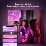 Philips Hue White and Colour Ambiance Starter Kit: Smart Bulb 2x Pack LED [B22 Bayonet Cap] Includes Hue Button + Bridge. Works with Alexa, Google Assistant and Apple HomeKit,9 Watts