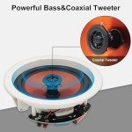 Herdio 6.5" 4 PCS 600 Watts Ceiling Bluetooth Speakers Home recessed Ceiling Speaker System perfect for, Kitchen,Bedroom,Bathroom,Covered Patio