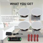 Herdio 6.5" 4 PCS 600 Watts Ceiling Bluetooth Speakers Home recessed Ceiling Speaker System perfect for, Kitchen,Bedroom,Bathroom,Covered Patio