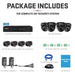 SANSCO HD CCTV Security Camera System, 8 Channel 5MP DVR with (4) 2MP In/Outdoor Dome Surveillance Cameras, 1TB Hard Drive (Vandal-Proof, Continuous/Motion Recording, Rapid USB Backup, Remote Access)