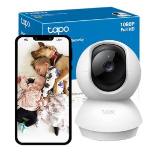 Tapo TC70 Pan/Tilt Indoor Camera House Security Camera, Dog Camera, No Monthly Fee, AI Detection, WiFi Camera, Baby Camera Monitor, 1080p Full HD, 360° View, Night Vision, Works with Alexa & Google