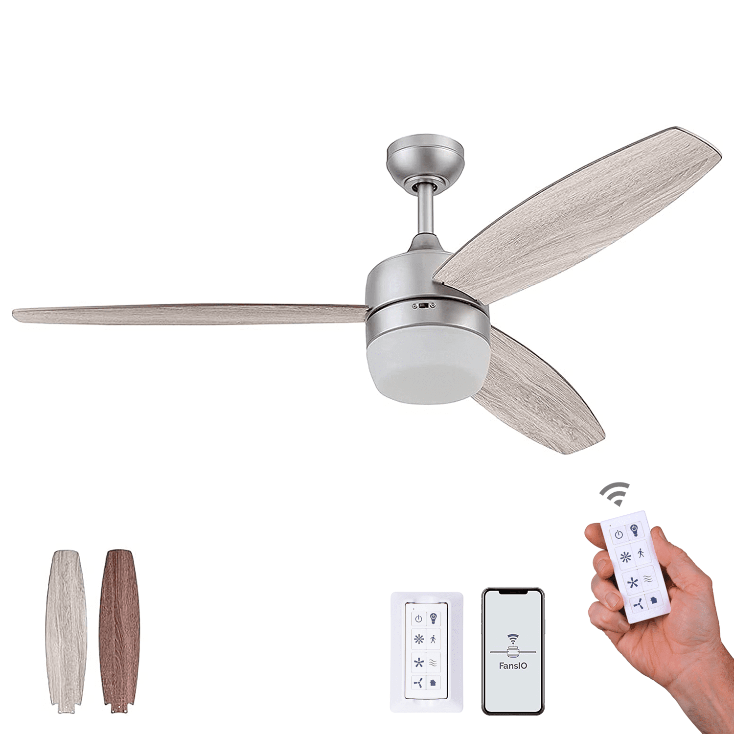 Enoki 52-in Smart Ceiling Fan with Light - Pewter