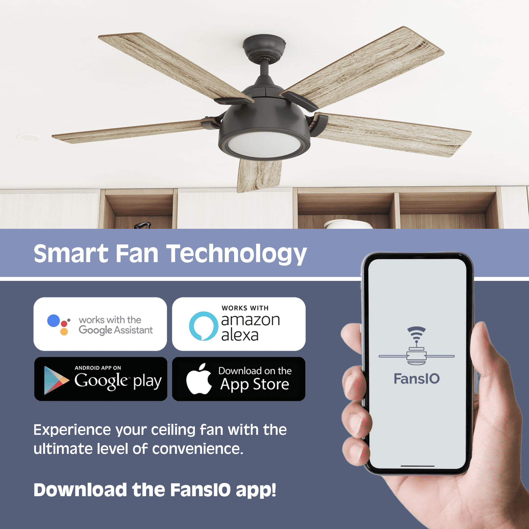 Enoki 52-in Smart Ceiling Fan with Light - Pewter