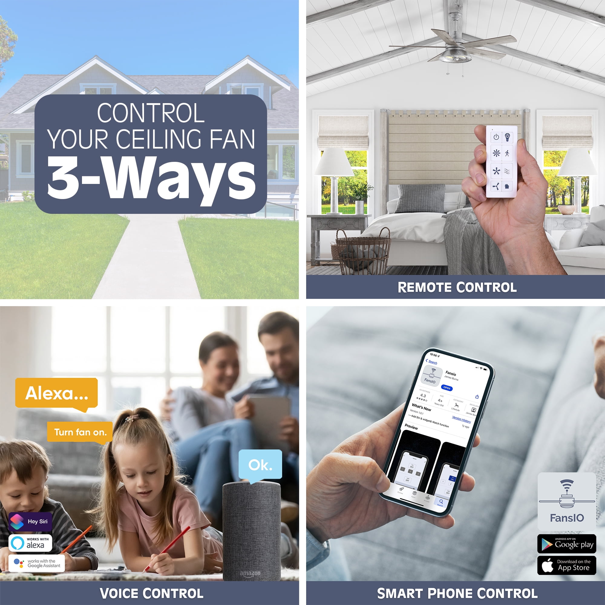 Enoki 52-in Smart Ceiling Fan with Light - Pewter
