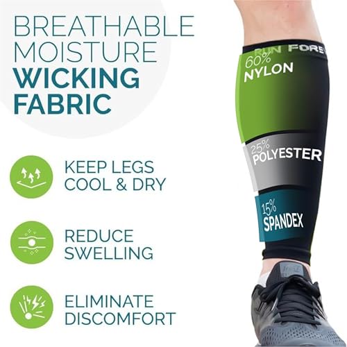 Calf Compression Sleeves for Pain Relief (Black, Large)