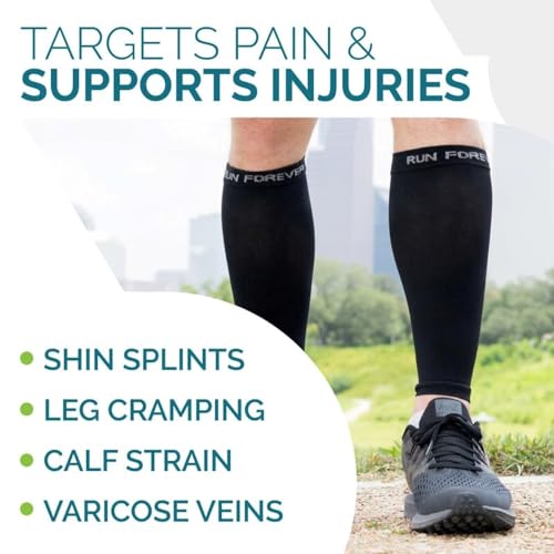 Calf Compression Sleeves for Pain Relief (Black, Large)