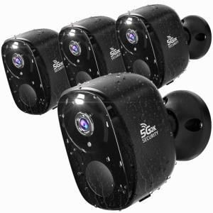 ELECCTV Security Cameras Wireless Outdoor 4pack, 2K Battery Powered Camera for Home Security with IP65, SD/Free Cloud Storage, No Monthly Fee, AI Motion Detection, Color Night Vision, 2-Way Audio