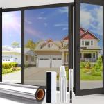 Beautysaid One Way Window Film Privacy, Heat-Reflective Mirror Film with UV Sun Blocker, Privacy Window Tint Film for Glass Doors Home Office with Tools（Silver, 44.5 x 400cm)