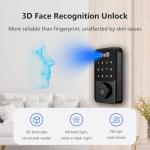 Jacchozhi 3D Face Recognition Smart Lock,Face ID Digital Door Lock,Electronic Bluetooth Keypad Keyless Entry Smart Deadbolt for Front Door, App Control, Temporary Passcode, Auto Lock, IP54 Waterproof