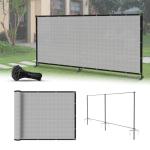 INFRANGE 6'x8' Outdoor Fence Fencing Kit with Poles and Rails Ground Spikes Privacy Fence for Dog Yard Pool Garden Safety Chicken Fence Temporary Painted Iron Pole Light Gray Custom
