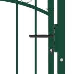 vidaXL Garden/Patio Fence Gate - Arched Top Steel, Green, 100x100 cm - Security Barrier with Lock/Keys, Powder-Coated, Easy Installation, for Garden Terrace