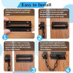 INBOF 2 Pack Door Chain Lock Black, Premium Door Chain Lock, Thickened Door Lock Chain with 12 Screws, Stainless Steel Chain Locks for Inside Door