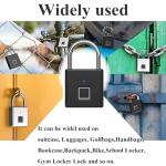 HIFAM Fingerprint Padlock, Fingerprint Lock, Smart Padlock with Keyless Biometric, Locker Locks, Smart Lock with USB Rechageable, Suitable for Gym Locker, School, Sports, Storage (Black)