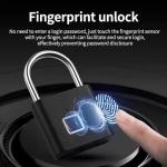 HIFAM Fingerprint Padlock, Fingerprint Lock, Smart Padlock with Keyless Biometric, Locker Locks, Smart Lock with USB Rechageable, Suitable for Gym Locker, School, Sports, Storage (Black)