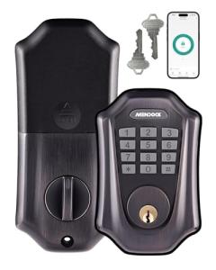 MENDOCK UF01 GreenShield Touch-Control Keyless Entry Door Lock with Smartphone Control, Fits Standard Door Thickness (1-3/8′′ and 2-1/5′′), Weatherproof, Guest Activity, App Controll (Venetian Bronze)
