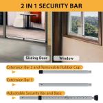 2 Pack Sliding Door Security Bar, 16"-51" Adjustable Sliding Glass Door Security Bar, Suitable for Patio Door and Sliding Window, White
