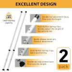 2 Pack Sliding Door Security Bar, 16"-51" Adjustable Sliding Glass Door Security Bar, Suitable for Patio Door and Sliding Window, White