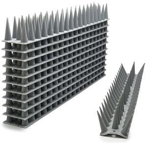 EWENYS Bird Spikes for Fence Tops, Plastic Fence Toppers and Roof Tall Spikes 1.46'' to Keep Pigeon Seagull or Animals Stop, Fox Squirrel Deterrent Fence Anti Climb for Garden Wall(Grey, 21.6ft)