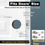 6pcs Door Knob with Lock & 3 Keys, 60/70mm Adjustable Latch Exterior Door Deadbolt Lock Set, Silver Door Knobs Interior Locks for Bedrooms Bathroom, Entry Door Locksets with Deadbolt