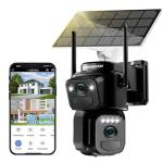 BEENOCAM 2K Solar Security Cameras Wireless Outdoor, Dual Lens 360°PTZ Solar Cameras for Home Security with Color Night Vision, PIR Human Detection, Auto Tracking, Spotlight/Siren Alarm, 2.4Ghz, IP66