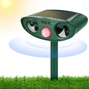 Solar Cat Repellent, Cat Deterrents Ultrasonic Animal Repeller, Outdoor Waterproof Pet Repellent with Motion Sensor for Farm Garden Yard Dogs Cats Birds Squirrels Deterrent