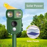 Ultrasonic Cat Repellent, Ultrasonic Solar Animal Repellent, Marten Deterrent, USB Charging, Waterproof, LED Light, Marten Repellent for Garden, Effective Against Cats, Dogs, Birds, Rats, Martens