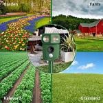 Ultrasonic Cat Repellent, Ultrasonic Solar Animal Repellent, Marten Deterrent, USB Charging, Waterproof, LED Light, Marten Repellent for Garden, Effective Against Cats, Dogs, Birds, Rats, Martens