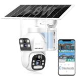 GENBOLT Solar WiFi Security Camera Outdoor Wireless, 8W 15600mAh Battery Powered Home Surveillance Camera CCTV with Dual View, Dual lens Spotlight IP Camera with Color Night, PIR Detection