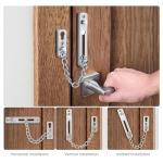 GIONAR Door Chain Lock, Heavy Duty Stainless Steel Anti-Theft Latch, Front Door Security Chain Lock for Home and Office, Door Chains for Front Door with 4 Screws(Silver)