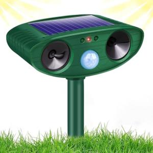 Joomouney Cat Repellent Garden, Ultrasonic Cat Deterrent Garden Solar Ultrasonic Animal Scarer Fox Deterrent with PIR Sensor, IPX4 Waterproof Outdoor Ultrasonic Animal Repellent for Cat,Dog,Fox,Bird