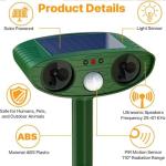 Joomouney Cat Repellent Garden, Ultrasonic Cat Deterrent Garden Solar Ultrasonic Animal Scarer Fox Deterrent with PIR Sensor, IPX4 Waterproof Outdoor Ultrasonic Animal Repellent for Cat,Dog,Fox,Bird