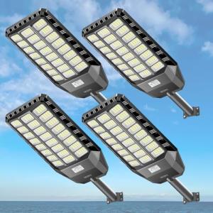 Solar Street Light Outdoor, 5000W Solar Parking Lot Lights, 360000Lm Solar Lights Outdoor, IP67 Solar Lights for Outside Dusk to Down Outdoor Lighting for Yard, Garden(4 Pack)