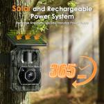 MAXDONE Wildlife Camera WiFi Bluetooth, 48MP 30FPS Solar Trail Camera with Night Vision Motion Activated, 0.1s Trigger Speed, IP66 Waterproof, Built-in 5200mAh Rechargeable Battery for Garden Monitor