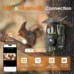 MAXDONE Wildlife Camera WiFi Bluetooth, 48MP 30FPS Solar Trail Camera with Night Vision Motion Activated, 0.1s Trigger Speed, IP66 Waterproof, Built-in 5200mAh Rechargeable Battery for Garden Monitor