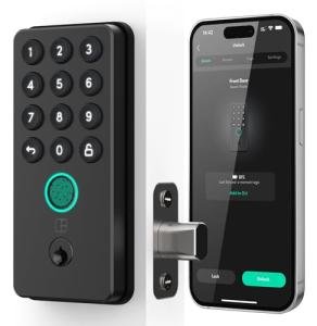 igloohome Deadbolt Go Smart Lock (Matte Black) w/Fingerprint, Digital Keys, Remote PIN Codes and Smart Watch Access - ANSI/BHMA Certified, Easy to Install, Remote Control and Alexa with WiFi Bridge